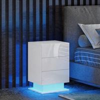 mesita de noche de melamina de madera homcom 40x35x60cm blanco brillo