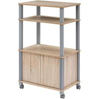 carrito de cocina soporte para costway microondas y horno con ruedas estante organizador color madera