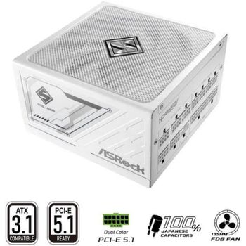 Fuente de Alimentación Asrock 850W 80 PLUS Gold Steel Legend Blanca extras protecciones avanzadas