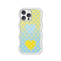funda para movil youngkit sweetheart wavy silicona crema azul blanco para iphone 16 pro