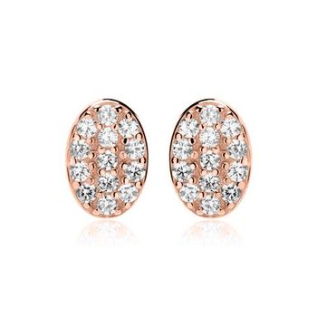 Pendientes ovalados plata 925 circonita bañada en oro rosa