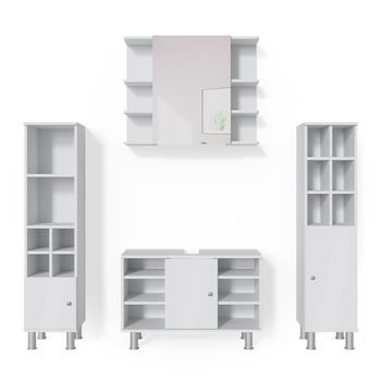 Conjunto De Muebles De Baño Fynn 4 Partes, Con Armario Alto Vicco