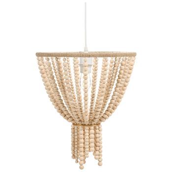 Lámpara De Araña Con Cuentas De Madera Estilo Boho Marrón Claro Pusweli
