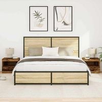 mesita de noche 2 uds - dormitorio - madera de ingenieria - madera vieja 50x40x45cm