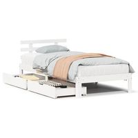cama individual  cama de adulto  estructura cama con cajones madera maciza pino blanco 100x200cm