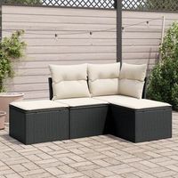 conjunto de sofas jardin 4 uds  mueble jardin mesa y sillas con cojines ratan sintetico negro cfw471793