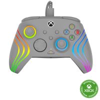 gamepad alambrico gris retroiluminacion led rgb usb-c 3m compatible pc y xbox
