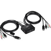 interruptor kvm trendnet tk-220dpi 4k displayport 2 pcs hub usb audio