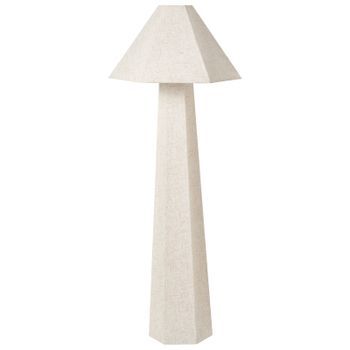 Lámpara De Pie Moderna Con Pantalla De Pvc Y Base De Tela Para Salón Y Dormitorio Beige Claro Dembi