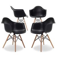 silla de comedor - diseno escandinavo - patas de madera - pack de 4 - nordika negro