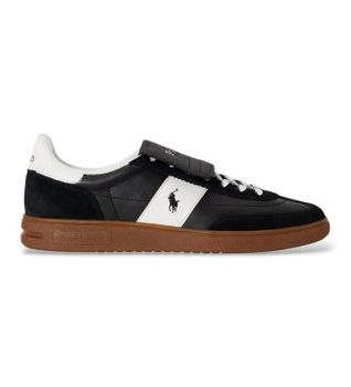 Polo Ralph Lauren para hombre. 809P15675001 Zapatillas Bedford de piel y ante negro (41), Plano, Cordones, Casual