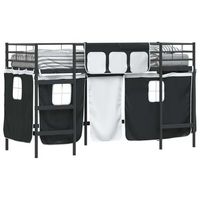 cama litera para ninos con cortinas liso negro 100 x 190 cm vidaxl