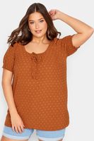 yours blusa terracota tejido plumeti mujer curvy y tallas grandes yours