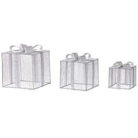 conjunto de decoraciones led de interior exterior navidad accesorio 3 regalos luces iluminacion metal plateado arnes