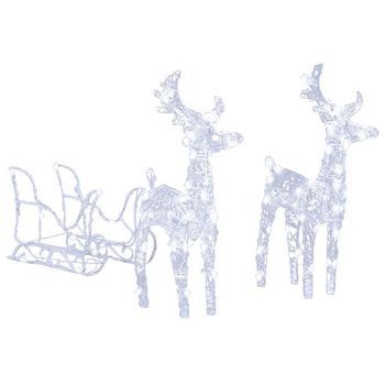 Decoración Navideña Renos Y Trineo Acrílico 160 Leds 130 Cm Vidaxl