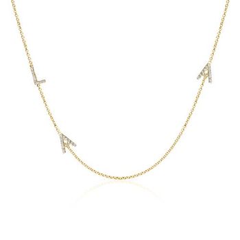 14 quilates cadena de oro con 3 letras engastadas con diamantes