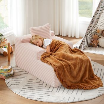 Sofá Chaiselongue Moderno - Mueble De Descanso - Pana - Rosa