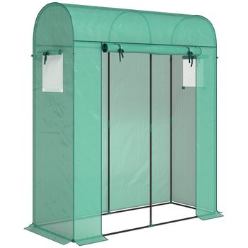 Outsunny Invernadero de Jardín, Pequeño Invernadero de Balcón con Lona PE y Estructura de Acero, Puerta Enrollable y Ventanas 170 x 68 x 200 cm, Verde   Aosom España