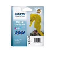 epson t048c t048c40 original black and colour cartridge triple pack seahorse