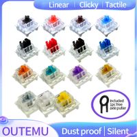 interruptor outemu a prueba de polvo interruptores silenciosos tactiles lineales para teclado para teclados mecanicos mx interruptor para juegos diy de 3 pines