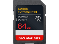 tarjeta sd - sandisk extreme pro 64 gb hasta 200 mbs lectura uhs-i v30 u3 videos 4k y full hd negro