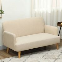 sofa de 2 plazas de terciopelo homcom 140x74x79 cm blanco crema