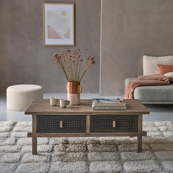 Mesa de centro rectangular de pino macizo reciclado