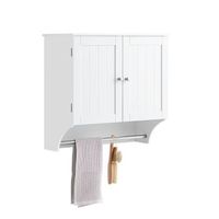 mueble de pared armario suspendido con 2 puertas armario colgante para bano con toallero blanco 60 x 30 x 60 cm bzr84-w sobuy es