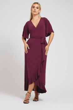 Yours London Vestido Cruzado Granate , Mujer Curvy Y Tallas Grandes, Yours London