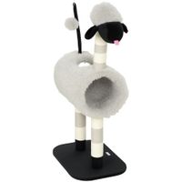 pawhut arbol para gatos diseno de oveja con postes rascadores tunel y juguete 98 cm gris claro