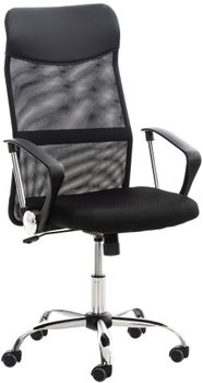 Silla de oficina giratoria regulable en simil cuero negro