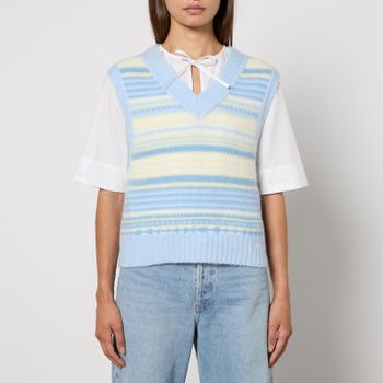 Ganni Striped Intarsia-Knit Vest - XS