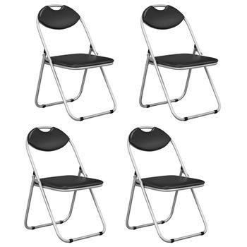 Costway Juego de 4/6 Sillas Plegables Portátiles de Metal con Manijas de Transporte Almohadillas Antideslizantes Respaldo 47 x 46 x 80 cm Negro