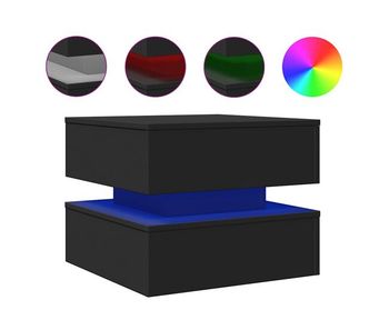Mesa de café - mesa de centro con luces led negro 50x50x40 cm