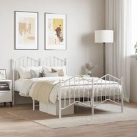 cama matrimonial  cama para adultos  estructura cama metal con cabecero y estribo blanco 120x190 cm cfw251983