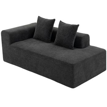 HOMCOM Sofá de 2 Plazas de Chenilla con 2 Almohadas Asiento con Muelles sin Montaje 71,5x91,5x83 cm Gris Oscuro   Aosom España