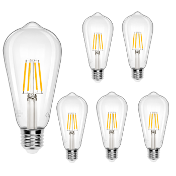 Aigostar Bombilla LED E27 con Filamento,Blanco Cálido 2700K,4W( Equivalente a 40 W),470 Lúmenes,No Regulable,Bombillas Decorativas,Pack De 5 Uds