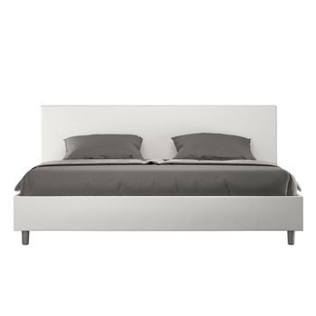Cama Matrimonial Con Almacenaje Acolchada 200x210  Cuero Sintético Blanco Adele