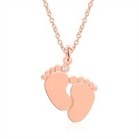 pies de bebe cadena grabable plata 925 bano de oro rosa