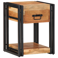 pack 2 uds mesitas de noche  mesilla de noche  cabinete de noche madera maciza de acacia 40x35x50 cm cfw34902