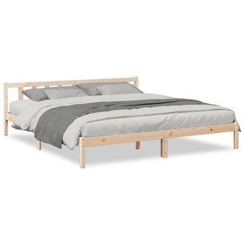 Cama De Matrimonio | Cama De Adulto | Cama Extralarga Sin Colchón Madera Maciza De Pino 200x220 Cm