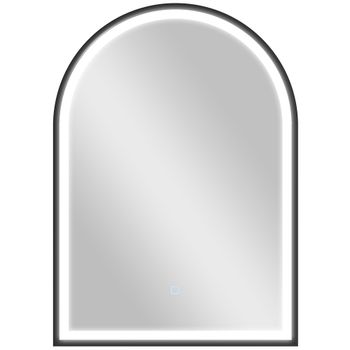 HOMCOM Espejo de baño iluminado 50 x 70 cm, espejo LED arqueado, anti-vaho, 3 colores de luz, regulable, con memoria, negro   Aosom España