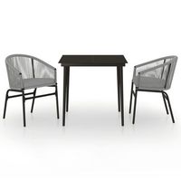 juego de comedor de jardin 3 uds  conjunto mueble jardin mesa y sillas gris