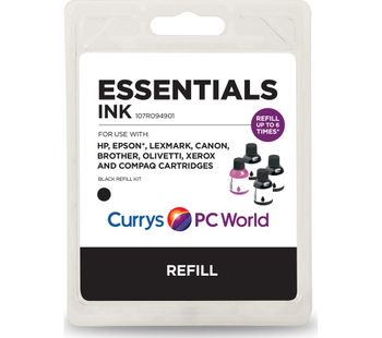 ESSENTIALS Universal Black Ink Refill Kit, Black