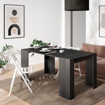 Consola extensible efecto madera negro 160x90x77cm