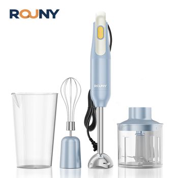Juego de batidora de mano 4 en 1, batidora de mano de inmersión con cuchillas de acero inoxidable para mezclar alimentos en la cocina, principiante azul claro