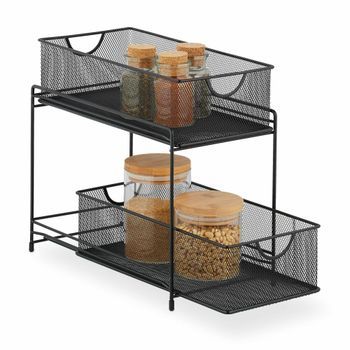 Organización De La Cocina Con 2 Cestas Extraíbles - Black - 21x37.5x27.5cm