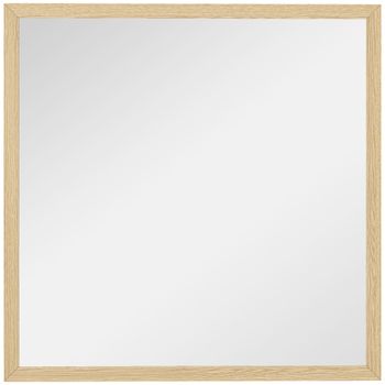 HOMCOM Espejo mural cuadrado 50 x 50 cm, marco en madera natural, ideal para baño, salón o dormitorio   Aosom España