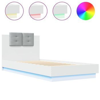 Cama Para Adulto | Cama Individual | Estructura De Cama Con Cabecero Y Luces Led Blanco 90x200 Cm