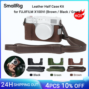 SmallRig X100VI Kit de Funda de Media Piel con Correa para el Hombro, Funda de Media Piel para Cámara de Cuero de Estilo Retro para FUJIFILM X100VI 4699